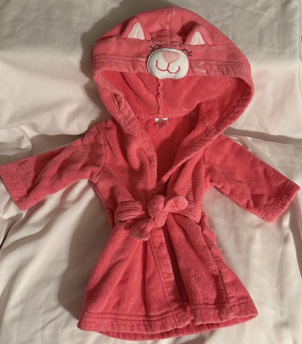 Carter’s Infant Baby Girls’ Hooded Pink Kitty Cat Bathrobe 0-9m, up to 20.5 lbs